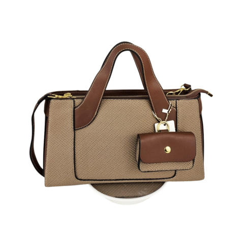 Women's top handle bag in coffee with long crossbody shoulder strap - Image 5