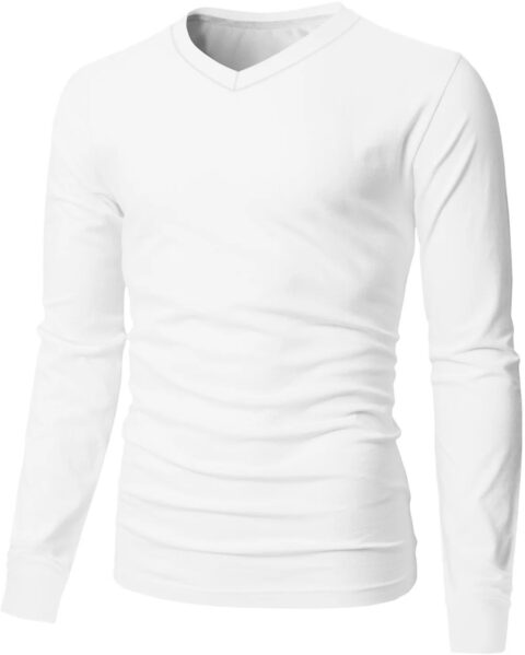 2 Pack Soulstar merk - 95% katoen / 5% elastaan Men´s V-Neck Stretch T-Shirt Long Sleeve  Wit en Zwart - Image 7