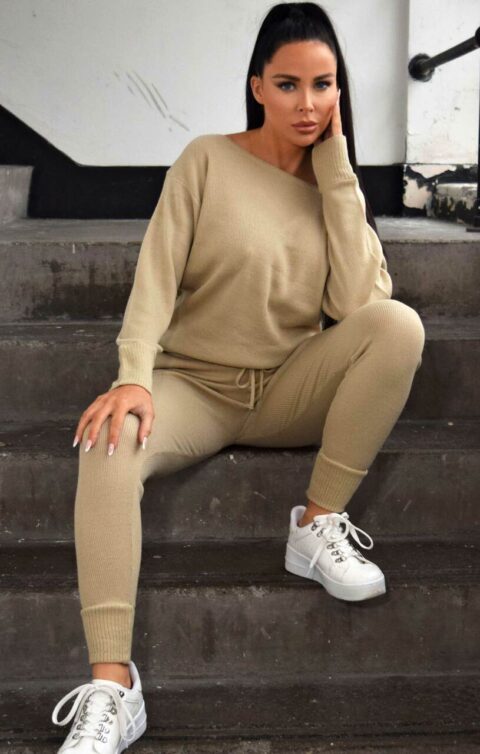 Auriel Pink Jogger Jumper Knitted Lounge Set - Image 6