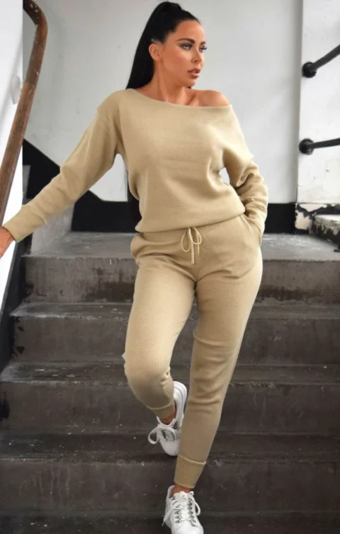 Auriel Pink Jogger Jumper Knitted Lounge Set - Image 5