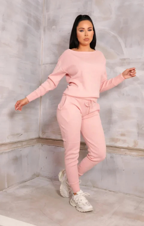 Auriel Pink Jogger Jumper Knitted Lounge Set