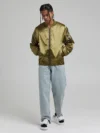 D-Struct Zacht Satin Bomber Lichtgewicht Jack Heren Khaki Maat